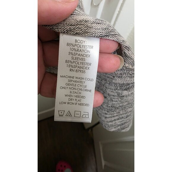 Logo by Lori Goldstein Women's Heather Gray Faux Suede Sleeve Cardigan Asymmetri - Picture 8 of 8